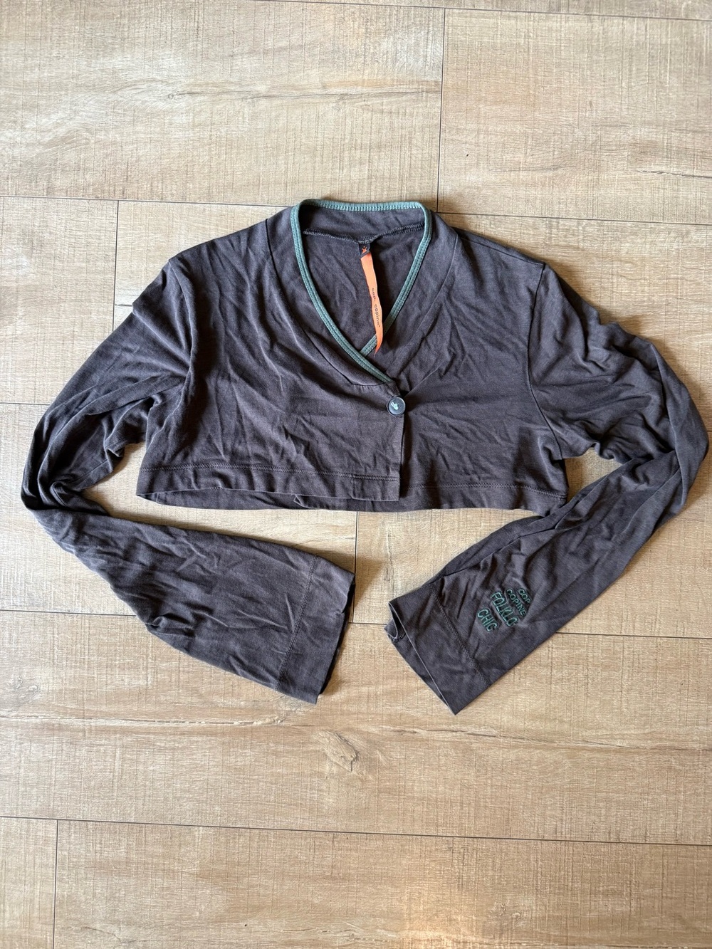 Vintage COP.COPINE Cropped Bolero Shrug Top Brown "Folklo Chic" FR 1 / US S